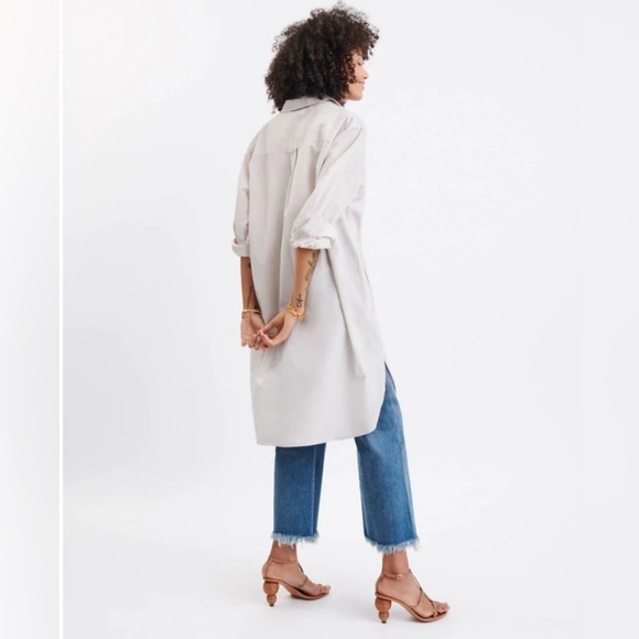 Mersea Essential Collar Shirt Dress in Beige and White Striped size S - Picture 2 of 16